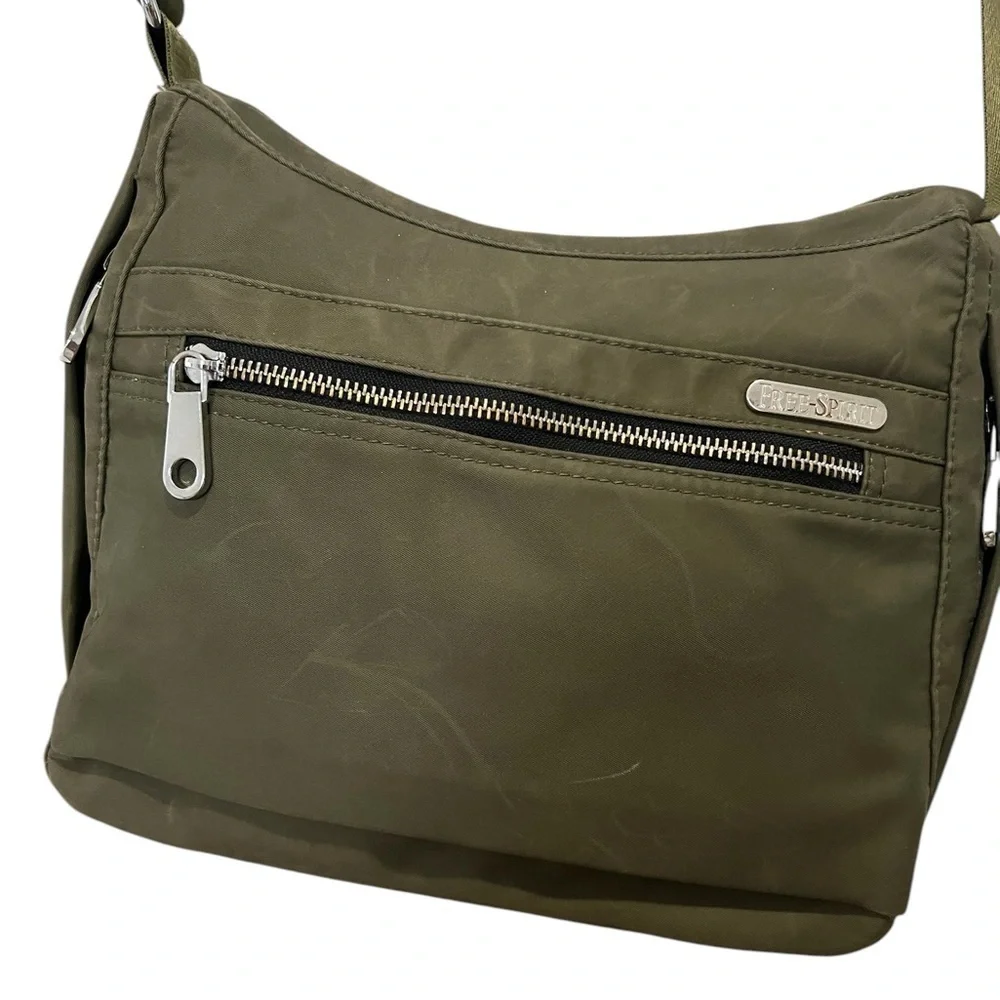 Free Spirit Nylon Crossbody Sling Shoulder Bag – Olive Green